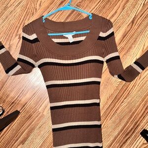 Striped Brown and Black Sweater Dress